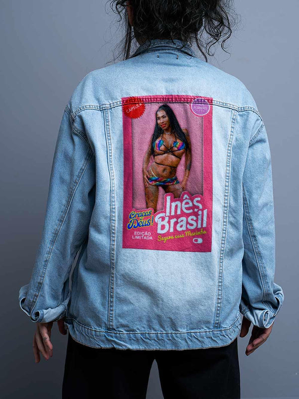 Jaqueta Jeans Oversize Unissex Barbie Inês Brasil - Cápsula Shop