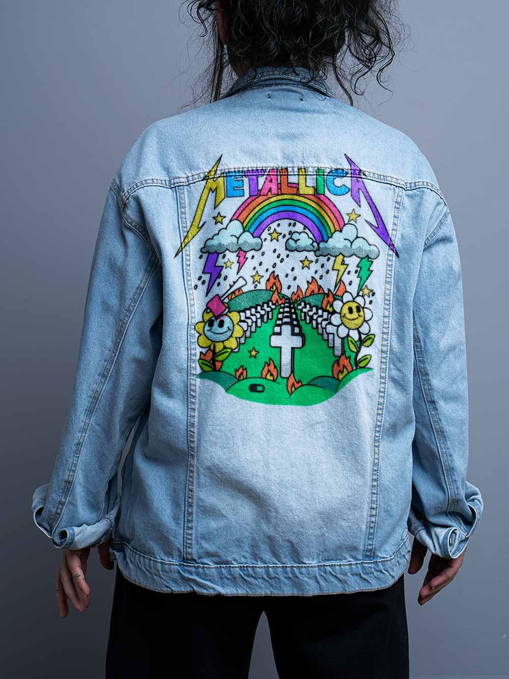 Jaqueta Jeans Oversize Unissex Metallica Cute Cápsula Shop