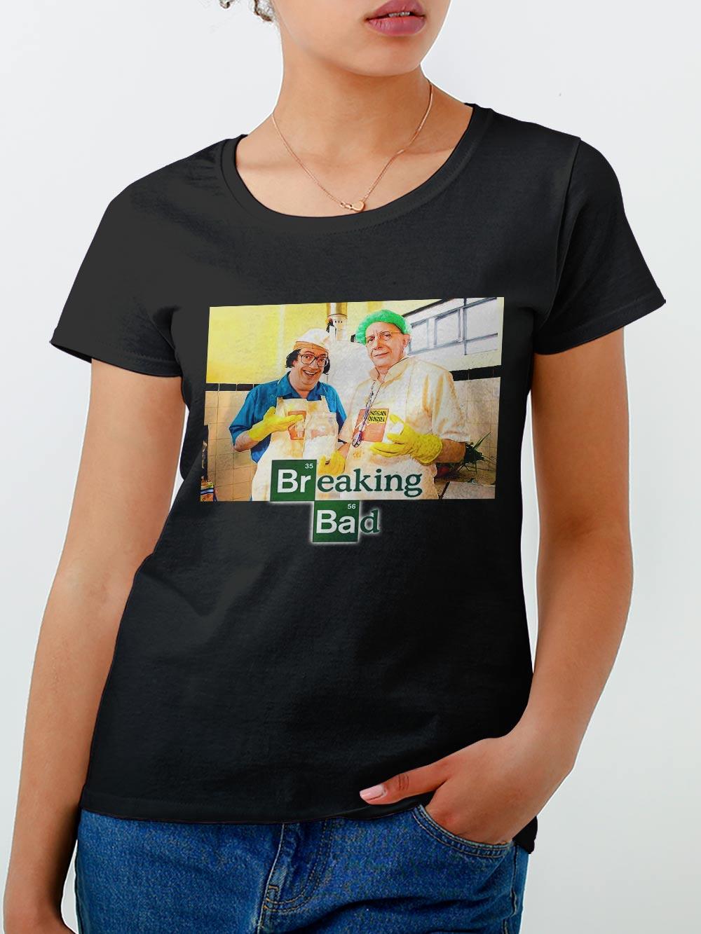 Camiseta Blusa feminina breaking bad bob esponja Baby look Preta