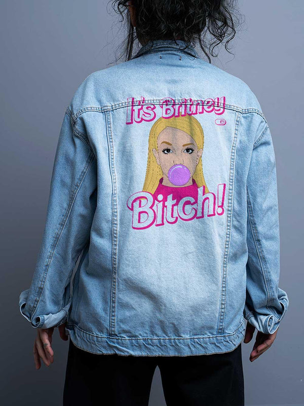 Jaqueta Jeans Oversize Unissex It's Britney Bitch Barbie - Cápsula Shop