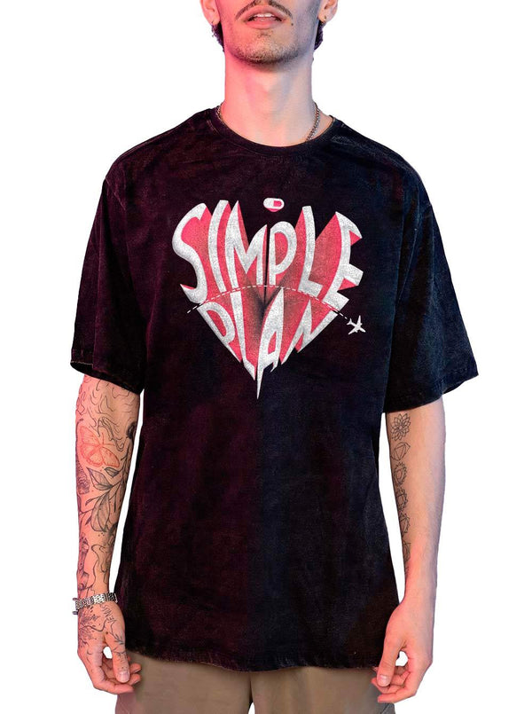 Camiseta Estonada Simple Plan Heart - Cápsula Shop