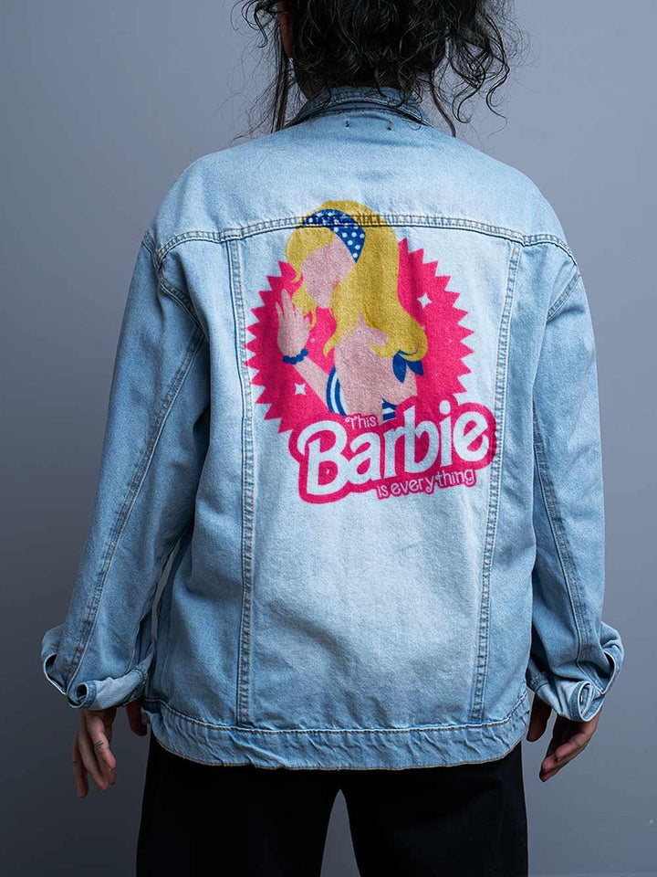 Jaqueta Jeans Oversize Unissex Barbie Margot Robbie Rebobina - Cápsula Shop