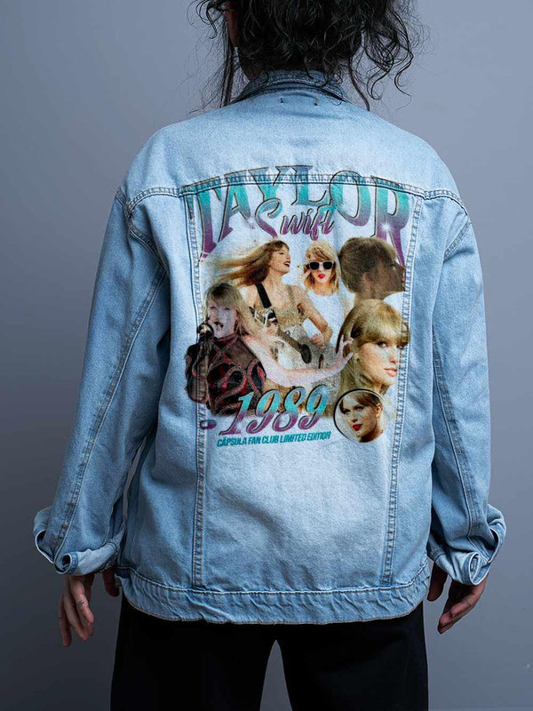 Jaqueta Jeans Oversize Unissex Taylor Swift Fan Club - Cápsula Shop