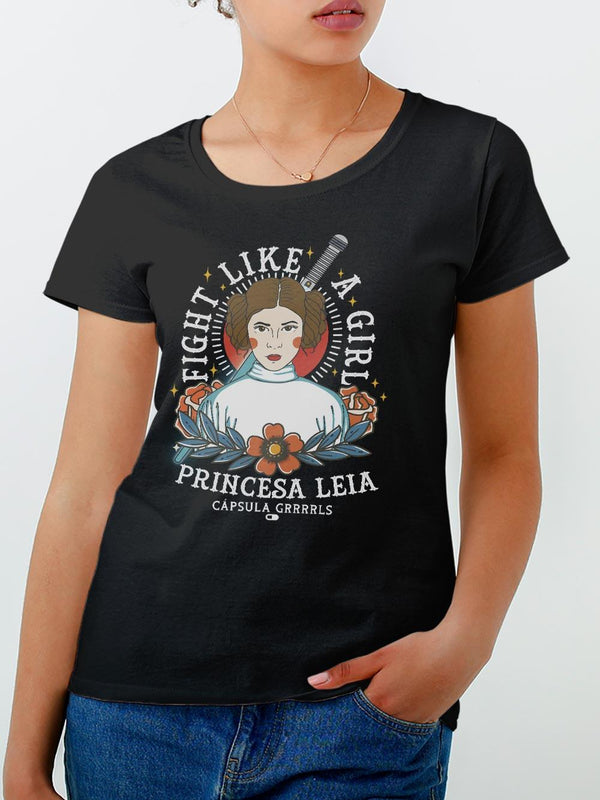 Baby Look Fight Like a Girl Princesa Leia - Cápsula Shop