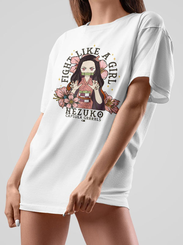Camiseta Fight Like a Girl Nezuko - Cápsula Shop