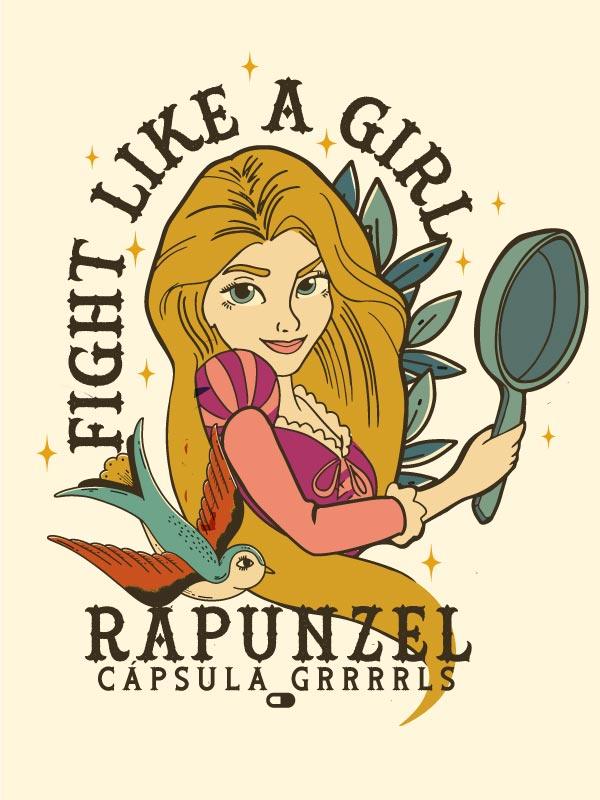 Baby Look Fight Like a Girl Rapunzel - Cápsula Shop