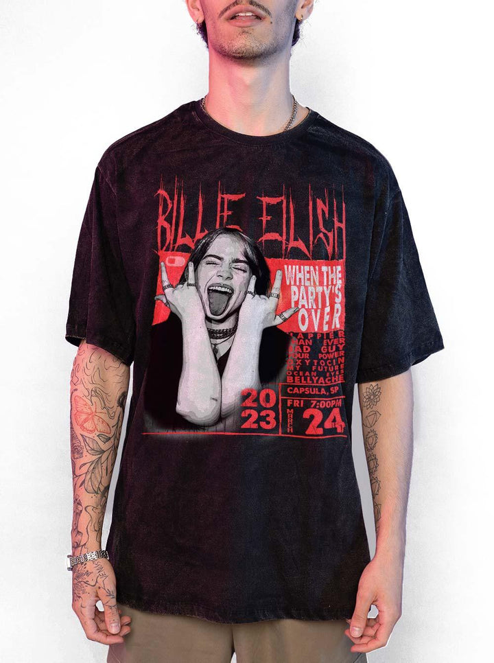 Camiseta Estonada Billie Eilish Rock Poster - Cápsula Shop