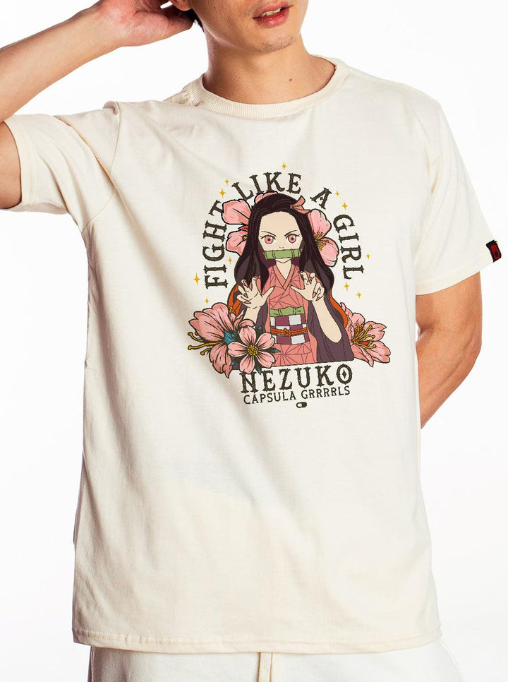 Camiseta Fight Like a Girl Nezuko - Cápsula Shop