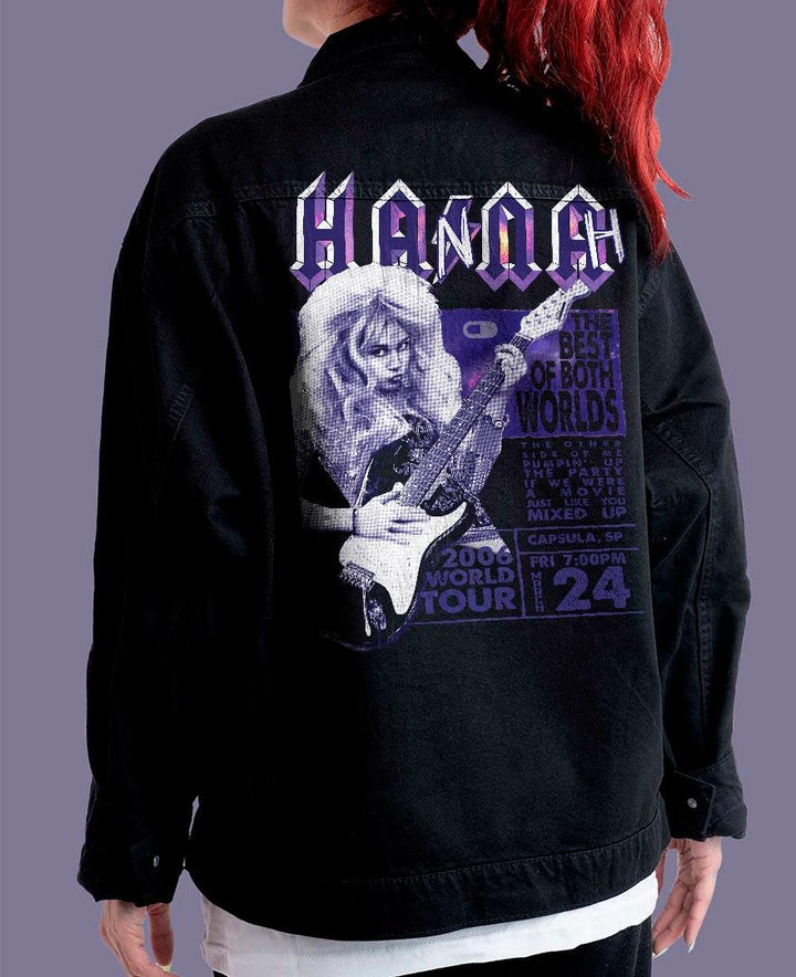 Jaqueta Jeans Preta Oversized Unissex Hannah Montana Rock Poster - Cápsula Shop
