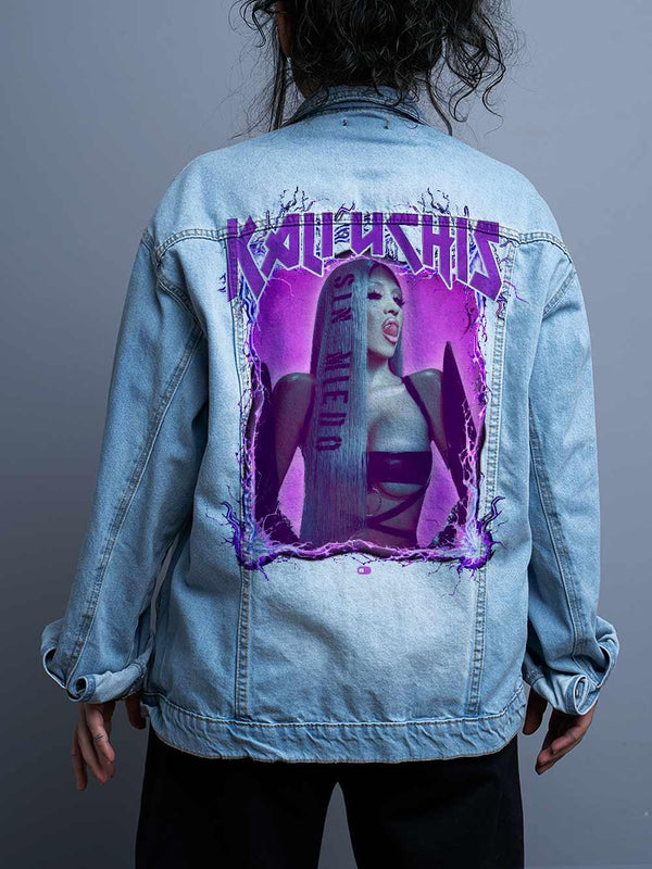 Jaqueta Jeans Oversize Unissex Kali Uchis Sin Miedo Rockstar Diva - Cápsula Shop
