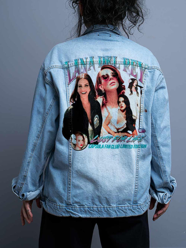 Jaqueta Jeans Oversize Unissex Lana Del Rey Fan Club - Cápsula Shop