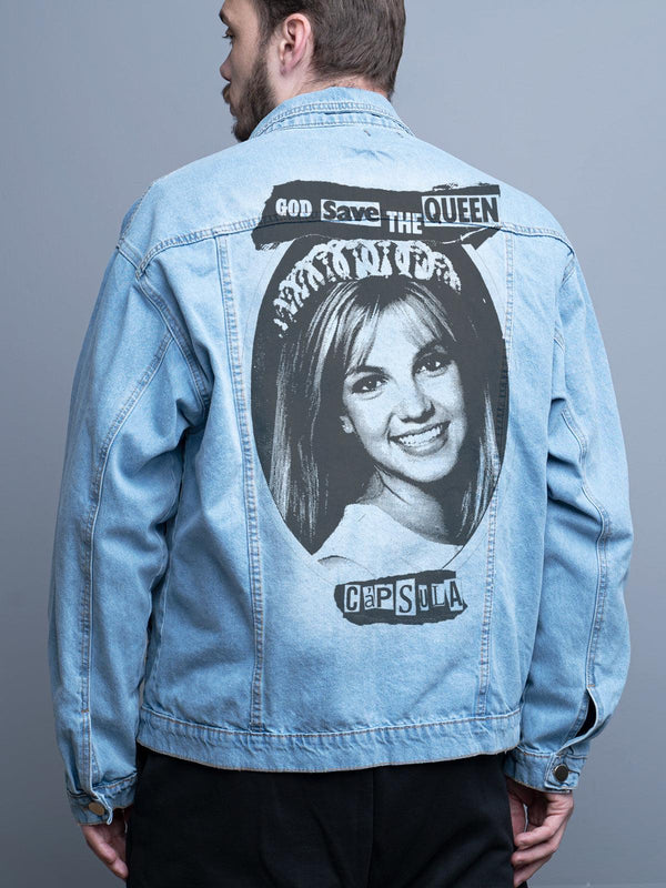 Jaqueta Jeans Oversize Unissex Britney God Save The Queen - Cápsula Shop